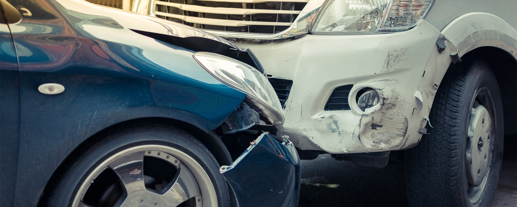 Car crash from car accident on the road