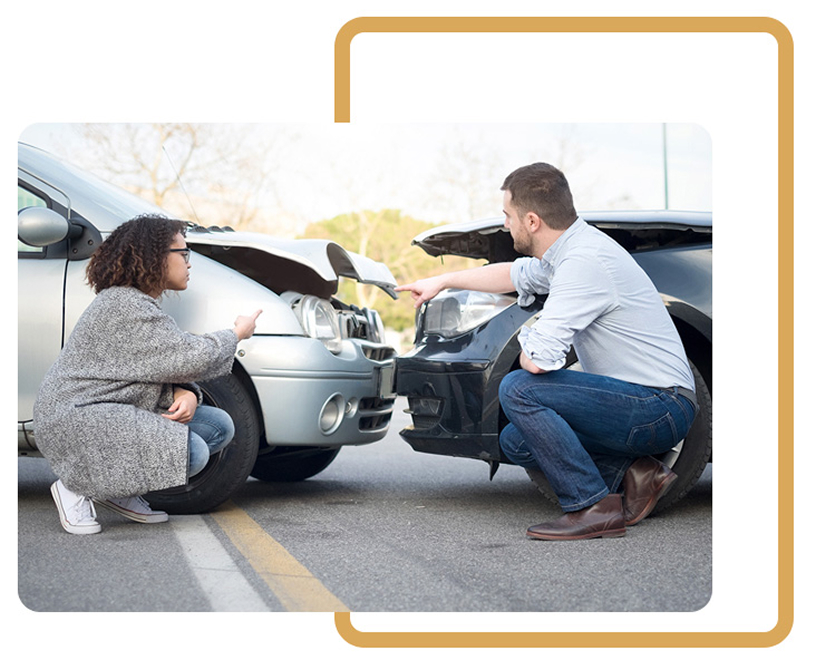 woman and man talking after an auto accident